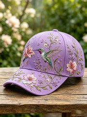 Purple Floral Print Casual Unisex Hat