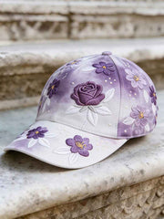 Purple Floral Print Casual Unisex Hat