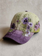 Unisex Alzheimer's Awareness Support Purple Floral Art Design Print Hat