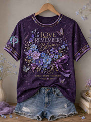 Women's Alzheimer's Awareness Floral Art Printed T-shirt