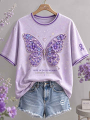 Women's Alzheimer's Awareness Floral Art Printed T-shirt