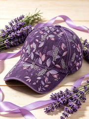 Purple Plant Flower Pattern Printed Unisex Hat