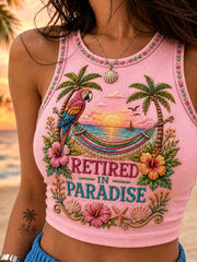 Women's Retired In Paradise Art Print Casual Vest