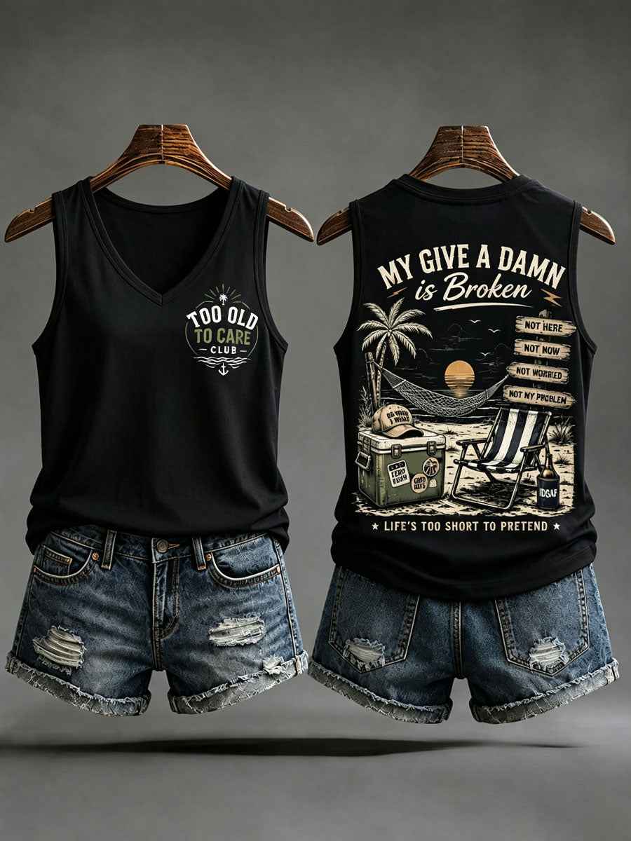 Women’s 'my give a damn is broken' tank tops