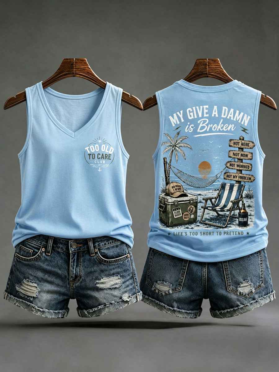 Women’s 'my give a damn is broken' tank tops