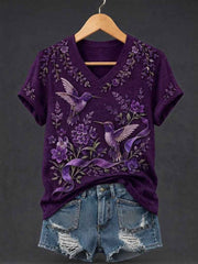 Women's Alzheimer's Awareness Printed V-neck T-shirt