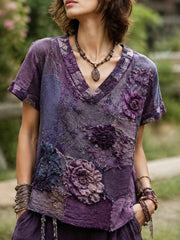 Women's linen short-sleeved T-shirt