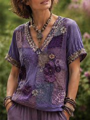 Women's linen short-sleeved T-shirt
