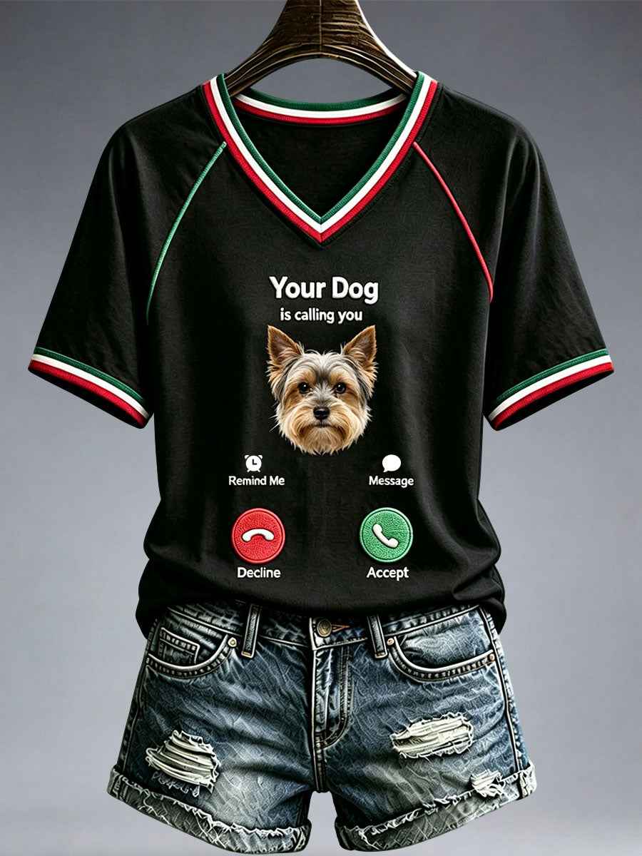 Women's Funny Yorkshire Terrier V-Neck T-Shirt