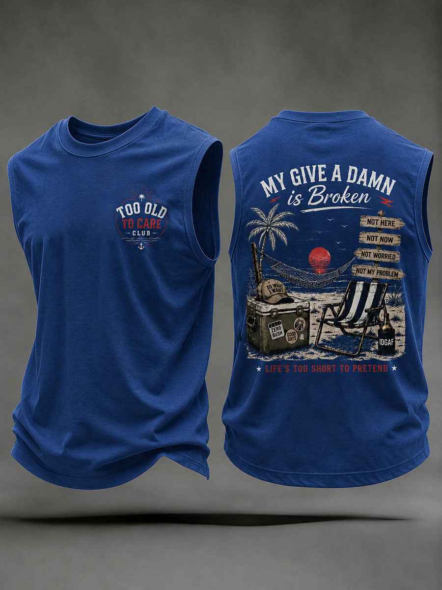 Men's "my give a damn is broken" vests