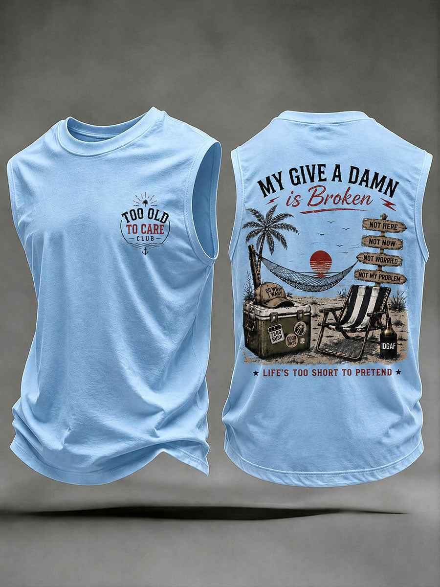 Men's "my give a damn is broken" vests