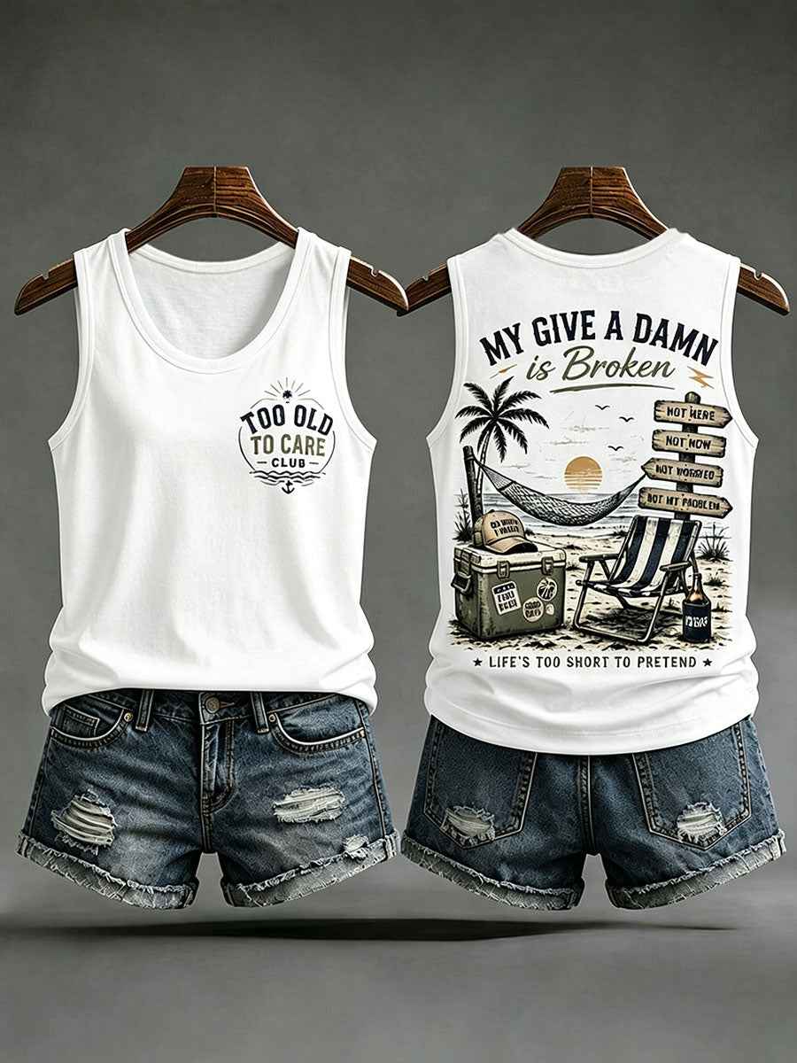 Women's "my give a damn is broken" vests