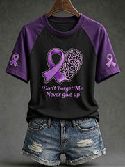 Women's Alzheimer's disease awareness pattern printed casual short-sleeve T-shirt