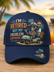 Unisex Funny I'm Retired Not My Problem Anymore Skeleton Print Hat gracestitchs