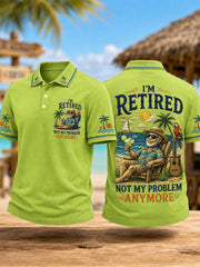Men's Funny I'm Retired Not My Problem Anymore Print Casual Polo Shirt gracestitchs