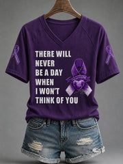 Women's Overdose Awareness Purple Ribbon Print T-shirt gracestitchs
