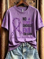 Women's No Story Should End Too Soon Overdose Awareness Print Casual Tee gracestitchs