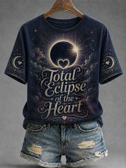 Women's Total Eclipse Of The Heart Print Casual Tee