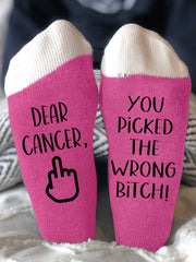 Hey cancer you picked the wrong bitch unisex socks gracestitchs