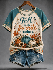 Women's Fall is my favorite color round neck short sleeve T-shirt gracestitchs