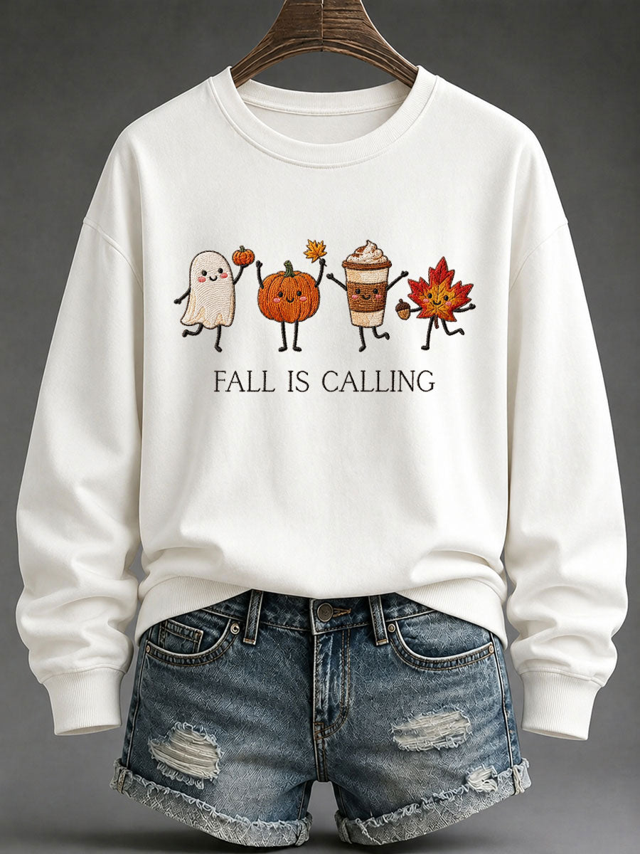 Women's 'Fall Is Calling' Printed Casual Sweatshirt gracestitchs