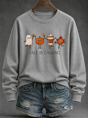 Women's 'Fall Is Calling' Printed Casual Sweatshirt gracestitchs