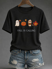 Women's 'Fall Is Calling' Printed Casual T-Shirt gracestitchs