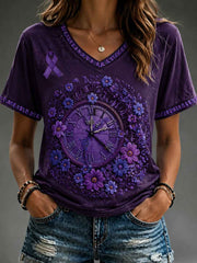 Women's Forget-me-not round neck short sleeve T-shirt