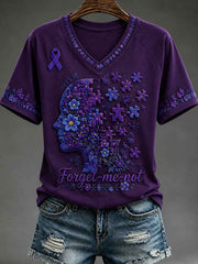 Women's Forget-me-not round neck short sleeve T-shirt