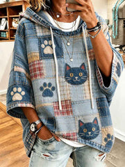 Women's Cat Print Art Casual Top gracestitchs