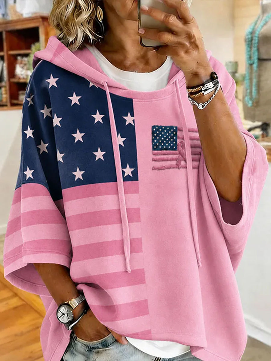 Women's Breast Cancer Awareness Support Pink Ribbon Printed Hoodie gracestitchs