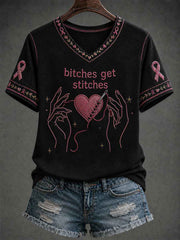 Women's Bitches Get Stitches Short-sleeved T-shirt gracestitchs