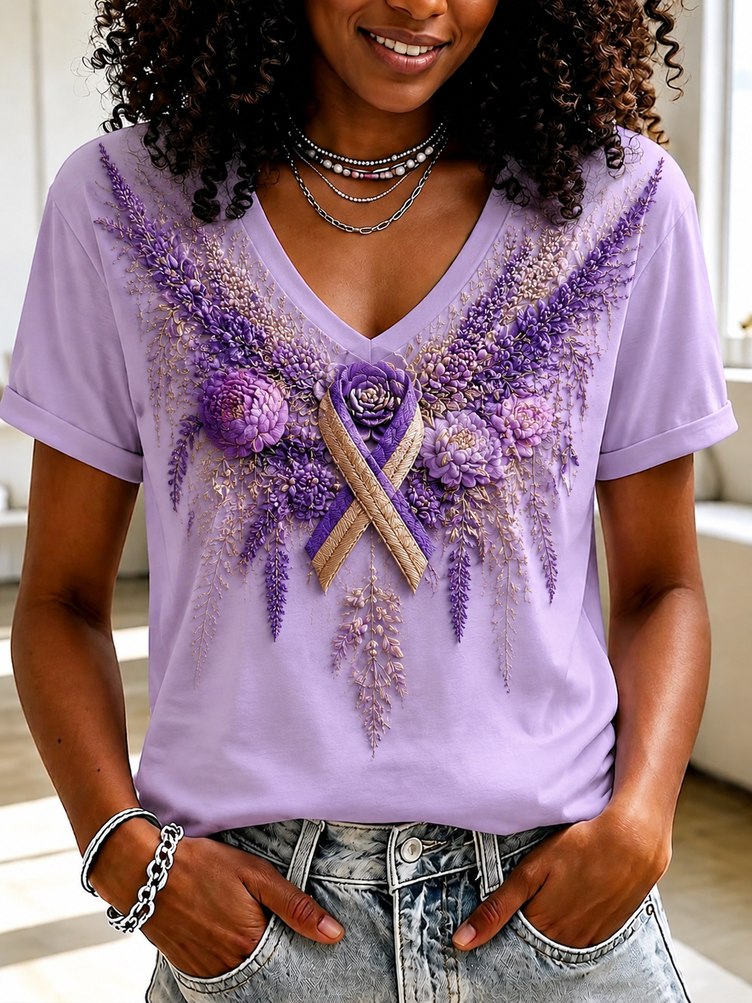Women's Alzheimer's Disease Short-sleeved T-shirt gracestitchs