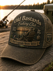 Unisex Funny Old Bastards Fishing Club Lifetime Member Print Hat gracestitchs