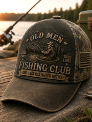 Men's Funny Old Bastards Fishing Club Lifetime Member Print Hat gracestitchs