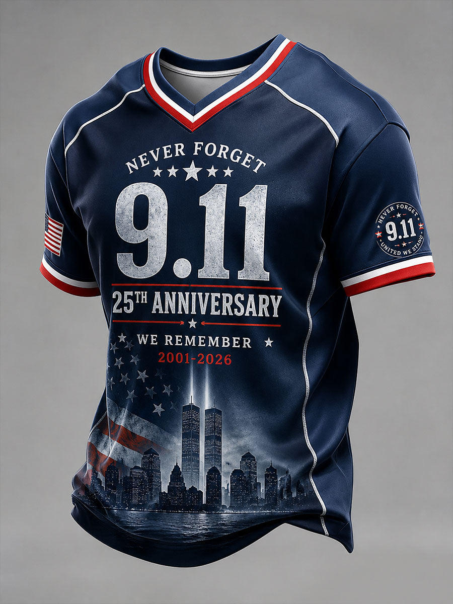 Men's 9.11 Never Forget V-neck T-shirt gracestitchs