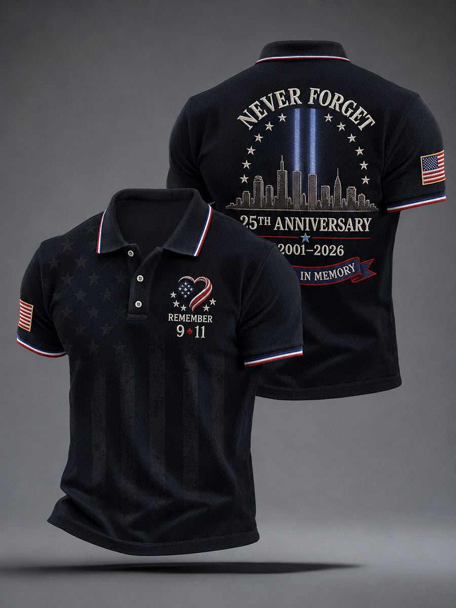 Men's 9/11 25th Anniversary We Will Never Forget Printed Shirt gracestitchs