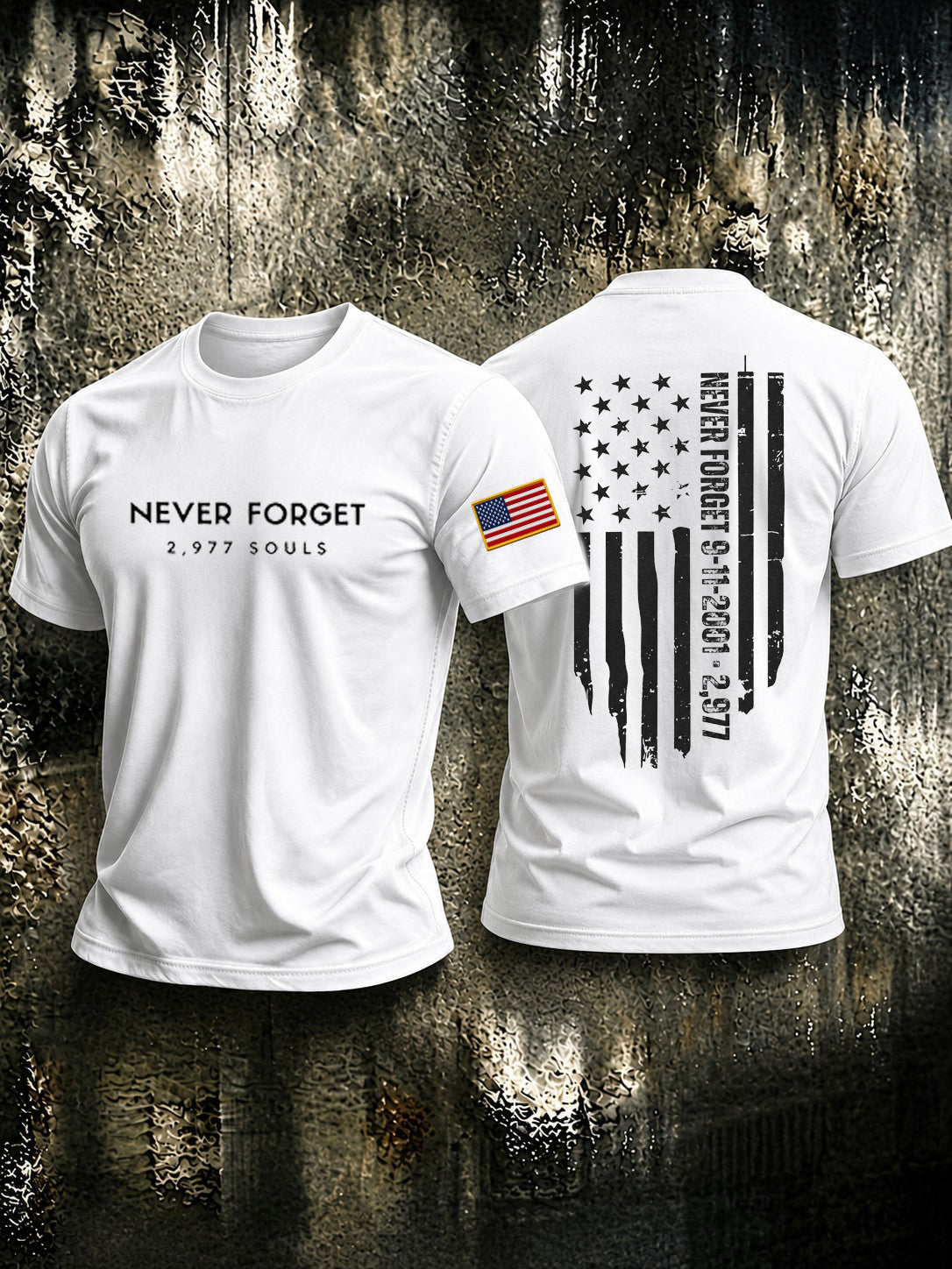 Men's 9.11 Never Forget 2977 Souls Printed T-shirt gracestitchs