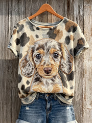 Women's Unique Dachshund Dog & Dog Coat Pattern Print short-sleeved T-shirt gracestitchs