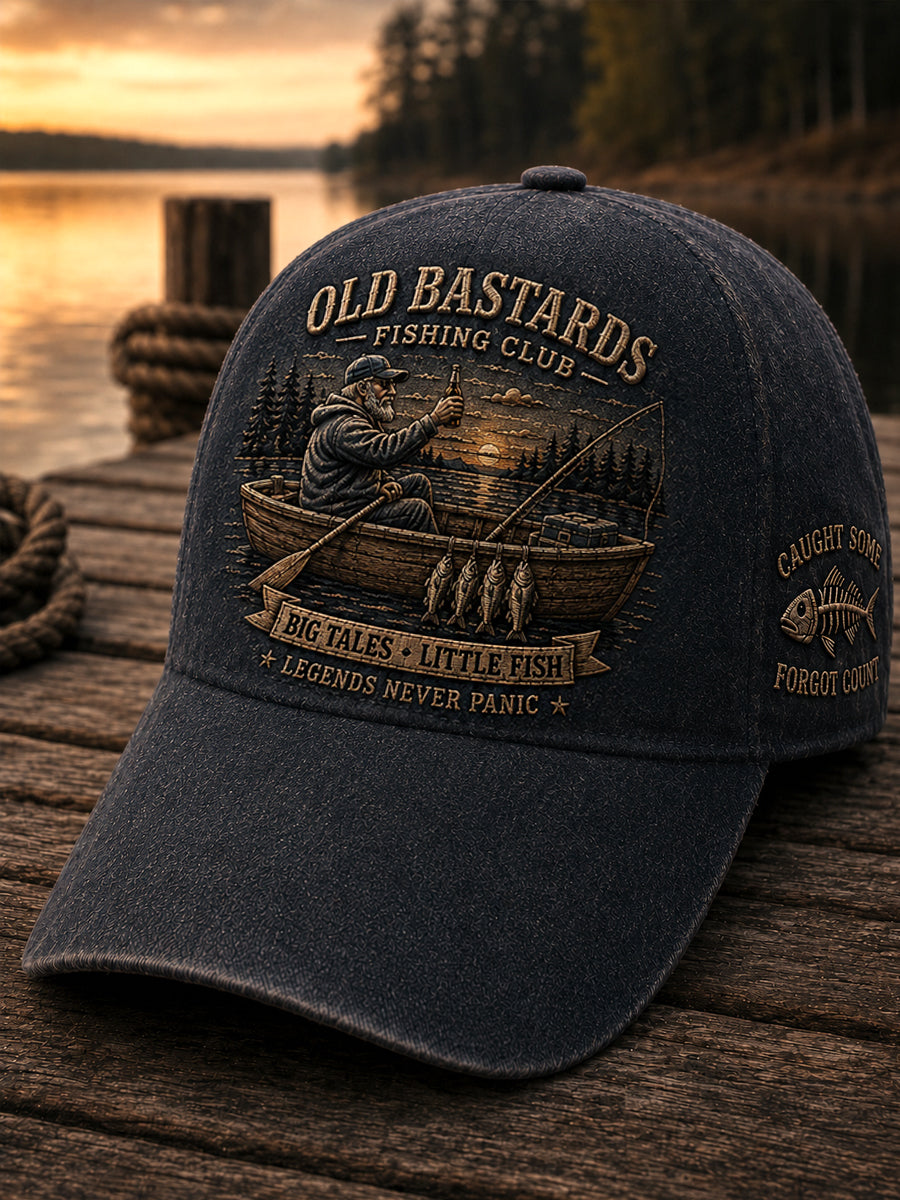 Unisex Funny Old Bastards Fishing Club Lifetime Member Print Hat gracestitchs