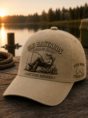 Unisex Funny Old Bastards Fishing Club Lifetime Member Print Hat gracestitchs