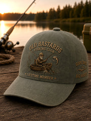 Unisex Funny Old Bastards Fishing Club Lifetime Member Print Hat gracestitchs