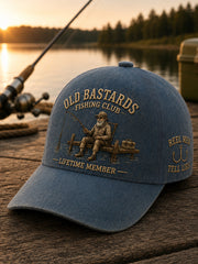 Unisex Funny Old Bastards Fishing Club Lifetime Member Print Hat gracestitchs