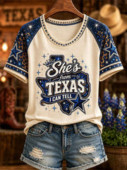 Women's She's From Texas I Can Tell Print Casual Tee