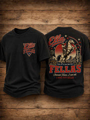 Men's Retro Western Ella's Fellas Club Cowboy Print Casual Tee