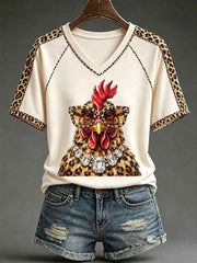 Women’s Fun Rooster V-Neck T-Shirts