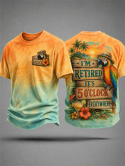 Men's I'm Retired It's 5 O'clock Everywhere Parrot Print Casual Tee