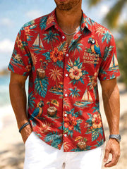Men's I'm Retired It's 5 O'clock Everywhere Parrot Floral Print Casual Short Sleeve Shirt