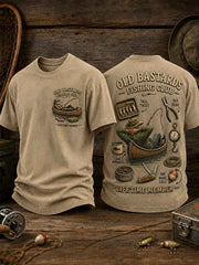 Men's Funny Old Bastards Fishing Club Lifetime Member Print Casual Tee