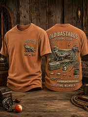 Men's Funny Old Bastards Fishing Club Lifetime Member Print Casual Tee